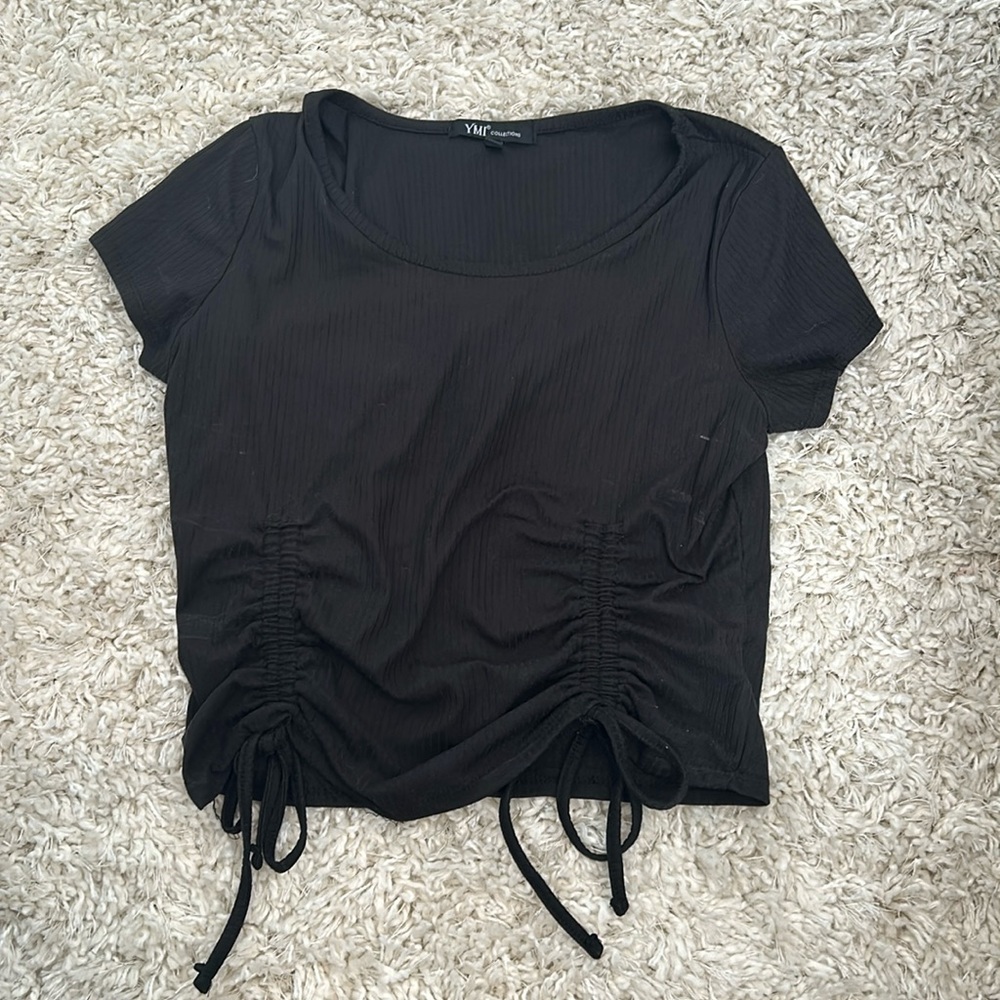YMI, black crop top, L
